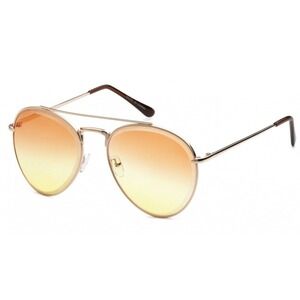 Aviator Sunglasses‎ Gold Frame Yellow Orange Gradient Lens Fashion Shades Luxury